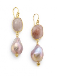 THE LOOKPink baroque pearl detailsFaceted, rose-cut sapphire accents18k yellow goldplated brassEar wireTHE MEASUREMENTLength, about 2ORIGINMade in USA