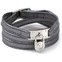 Michael Kors MK Leather Wrap Bracelet with Silver Plated Lock Charm