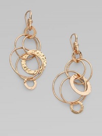 This organically designed style features multi-layered hoops in 18k gold and sterling silver with 18k rose goldplating. 18k gold and sterling silver with 18k rose goldplatingLength, about 2½Hook backImported 