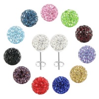 Sterling Silver 6mm 8mm 10mm and 12mm Round Crystals Pave Disco Ball Back Post Stud Earrings