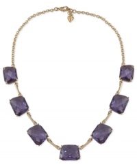 Solid as a rock. This necklace from Carolee is crafted from gold-tone mixed metal with colorful glass and epoxy stones adding a fashion-forward touch. Faceted glass beads provide the sparkle. Approximate length: 16 inches. Approximate drop: 1/8 inch.