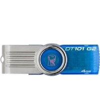 Kingston Digital 4 GB USB 2.0 Hi-Speed Datatraveler Flash Drive DT101G2/4GBZ (Cyan Blue)