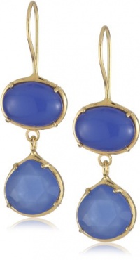 Coralia Leets Jewelry Design Riviera Collection Oval and Tear Drop French Wire Earrings Deep Blue Chalcedony