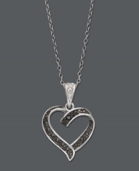 Romance comes easy in this chic, contrasting style. Victoria Townsend's standout heart pendant highlights sparkling black diamond accents and white diamond accents at the bail. Setting and chain crafted in sterling silver. Approximate length: 18 inches. Approximate drop: 15/16 inch.