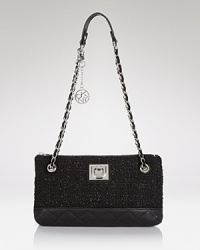 DKNY's leather and tweed shoulder bag channels ladylike style for all occasions.