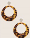 GUESS Brown Tortoise Shell Gold-Tone Drop-Hoop, GOLD