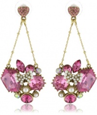 Betsey Johnson Iconic Fabulous Fuchsia Crystal Gem Chandelier Earrings