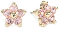 Betsey Johnson Iconic Fabulous Fuchsia Small Crystal Flower Stud Earrings