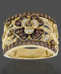 Attract many admirers with this stunning Le Vian ring featuring an elegant flower of round-cut chocolate diamonds (1 ct. t.w.) in a 14k gold setting. Size 7.