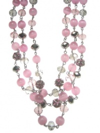 MONET Blue/Pink 3-row Glass Bead 16.5-inch Necklace