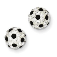 Genuine IceCarats Designer Jewelry Gift Sterling Silver Black & White Swarovski Crystals Post Earrings