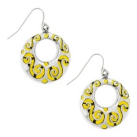 Inox Womens Canary Yellow Swirl Design Resin Stainless 316L Steel Earrings