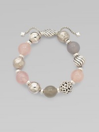 From the Elements Collection. Pretty beads of sterling silver, rose quartz, grey moonstone and milky rose quartz on a sleek sterling silver box link chain with an adjustable bead clasp. Rose quartz, grey moonstone and milky rose quartzSterling silverDiameter, about 2 adjustableAdjustable bead closureImported 