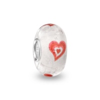 Mothers Day Gifts Bling Jewelry Glow in the Dark Red Heart Murano Glass Bead Sterling Silver Fits Pandora