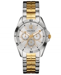 A sporty watch from Nautica with golden accents on a classic silhouette.