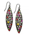 Show off some stained glass-inspired fashion with these drop earrings from INC International Concepts. Colorful glass stones are displayed on an oval silhouette with cut-out detail. Crafted in hematite tone mixed metal. Approximate drop: 2-1/2 inches.