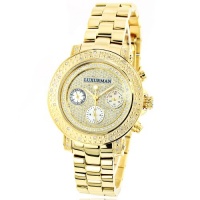 Luxurman Ladies Diamond Watch 0.3ct Yellow Gold Plated