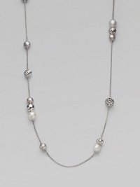 From the Elements Collection. Luminous South Sea pearls and carved sterling silver beads are stationed on an elegant strand of sterling silver. Gorgeous worn either super long or doubled up.South Sea pearl Sterling silver Length, about 48 Lobster Clasp Imported