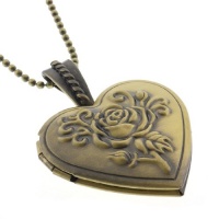 1 Stunning Heart Shape Engraved Flower Locket Pendant With 28 Inch Chain