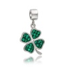 Bling Jewelry Green Crystal Shamrock 4 Leaf Clover Dangle Bead Charm Fits Pandora