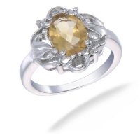 9x7MM 1.60 CT Citrine Ring In Sterling Silver (Available In Sizes 6 - 9)