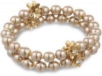 Anne Klein Baby's Breath Gold-Tone 2 Row Pearl Stretch Bracelet