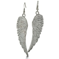 Vintage Inspired Silver Tone Angel Wing Earrings