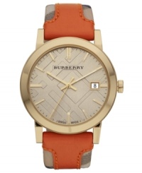 Burberry brings its iconic patterns and style to this precise and handsome timepiece.