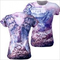 Hot Leathers Angel Wings Ladies Sublimation T-Shirt (Multi, X-Large)