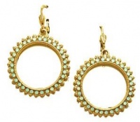 Catherine Popesco 14K Gold Plated Pacific Opal Swarovski Crystal Open Circle Dangle Earrings