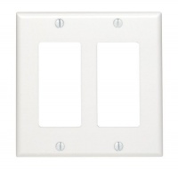 Leviton 80409-W 2-Gang Decora/GFCI Device Decora Wallplate, Standard Size, Thermoset, Device Mount, White