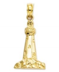 To the lighthouse. This 14k gold charm is a beautiful keepsake that offers its wearer a caring and steadfast guide. Chain not included. Approximate drop length: 9/10 inch. Approximate drop width: 3/7 inch.