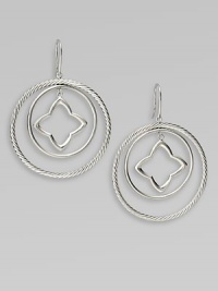 From the Quatrefoil Collection. A beautiful, geometric design full of movement and textures in sterling silver. Sterling silverLength, about 2Hook backImported 