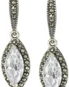 Judith Jack Sterling Silver, Marcasite and Cubic Zirconia Drop Earrings