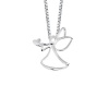 Sterling Silver Angel Pendant Necklace with Heart, 18