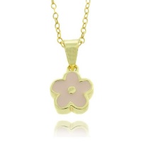 Lily Nily 18k Gold Overlay Children's Pink Enamel Flower Pendant Necklace