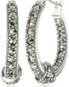 Judith Jack Sterling Silver Marcasite Pave Knot Hoop Earrings