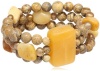 3-Row Gemstone, Agate and Freshwater Cultured Pearl Stretch Bracelet