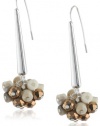 Kenneth Cole New York Urban Naturals Ivory and Bronze Shaky Bead Long Drop Earrings