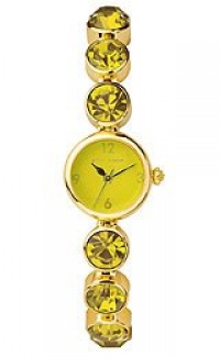 Betsey Johnson Women's BJ4140 Pop Pop 70's Brights Collection Yellow Crystal Watch