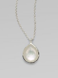 From the Wonderland Collection. Gorgeous, faceted mother-of-pearl stone in sleek sterling silver on a link chain. Sterling silverMother-of-pearlLength, about 16 to 18 adjustablePendant size, about ½Lobster clasp closureImported 