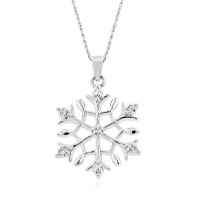 Sterling Silver White Sapphire Snowflake Pendant with Chain