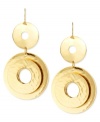 Roundabout fashion. Robert Lee Morris takes a circular path to style with this pair of drop earrings, crafted from gold-tone mixed metal. Approximate drop: 3-1/4 inches.