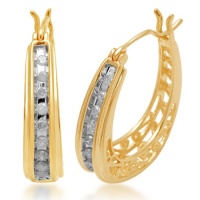 18k Gold Plated Sterling Silver Diamond Earrings (1/4 cttw, I-J Color, I3 Clarity)