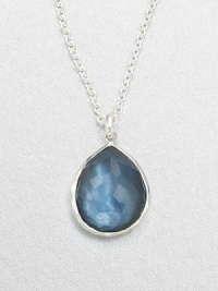 From the Wonderland Collection. Faceted, teardrop shaped indigo doublet set in hammered sterling silver on a link chain. Indigo doubletSterling silverLength, about 16-18 adjustablePendant size, about .9Lobster clasp closureImported 