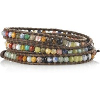 Chan Luu Wrap Bracelet Brown Leather Multi Beads 1289