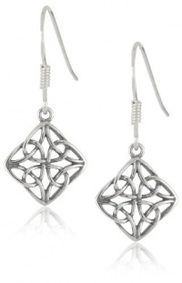 Sterling Silver Celtic Knot Diamond-Shaped Drop Earrings