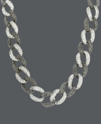 In the links of luxury. Genevieve & Grace's unique necklace design combines a sparkling mix of marcasite and crystal into an interlocking link chain. Set in sterling silver. Approximate length: 17 inches.