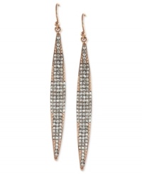 Elegance refined. These linear earrings from Vince Camuto are crafted from rose gold-tone mixed metal with crystal pave accents adding a lustrous touch. Approximate drop: 2-1/2 inches.