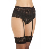 Silky 4-Strap Wide Lace Suspender Belt